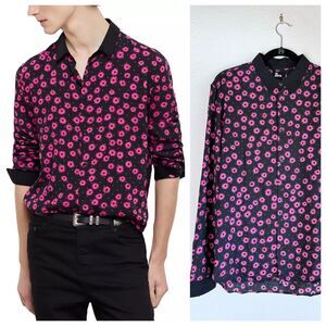 NEW The Kooples Men's Daisy & Dot Print Regular Fit Button Front Shirt Size M